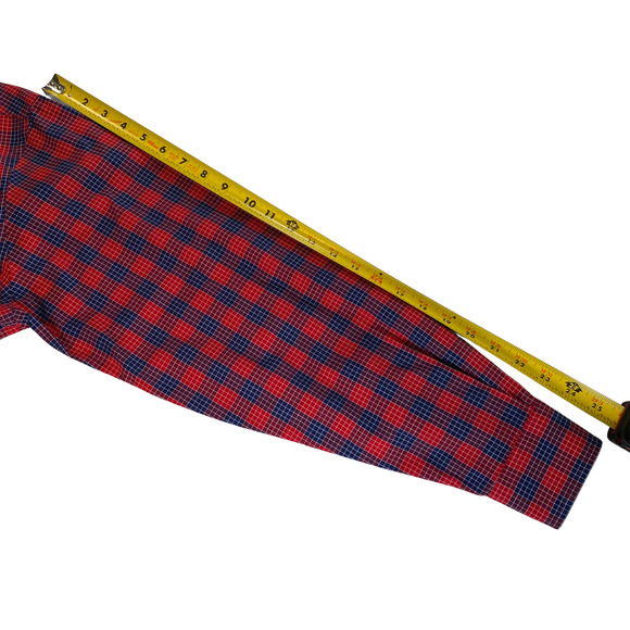 Nautica Wrinkle Resistant Long Sleeve Shirt LARGE Red & Blue Check Button Down - Picture 8 of 8